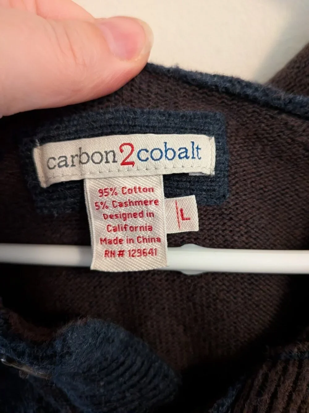 Carbon2Cobalt Men's L HIATUS Pullover Raglan Hoodie Cashmere Blend Sweater Blue